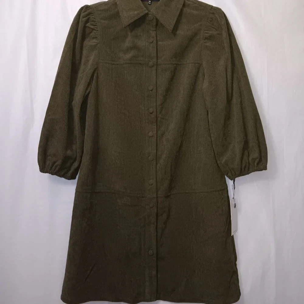 7 FOR ALL MANKIND CORDUROY PUFFY SLEEVE DRESS